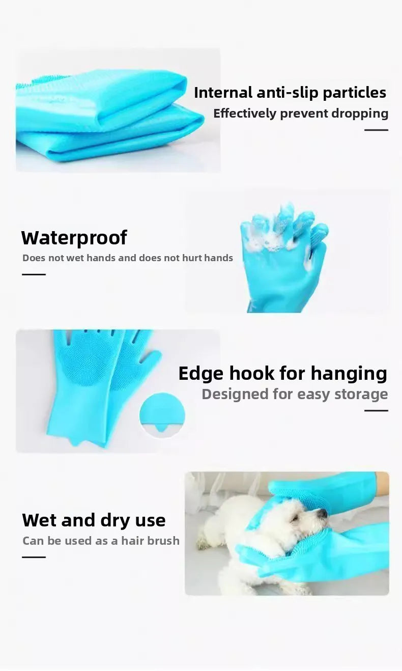 Pawsli™ Anti-Scratch Pet Bath & Grooming Gloves