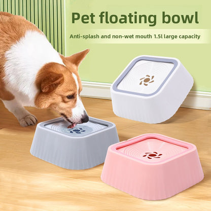 Pawsli™ Anti-Spill Floating Water Bowl (1.5L) for Dogs & Cats